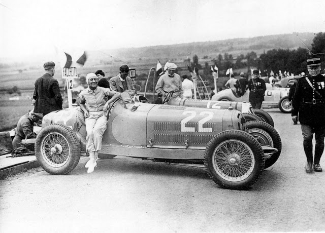 Hellè Nice in front of her Alfa Romeo 8C 2300 Monza, circa 1931.