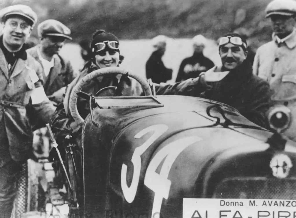Maria Antonietta d’Avanzo driving an Alfa Romeo